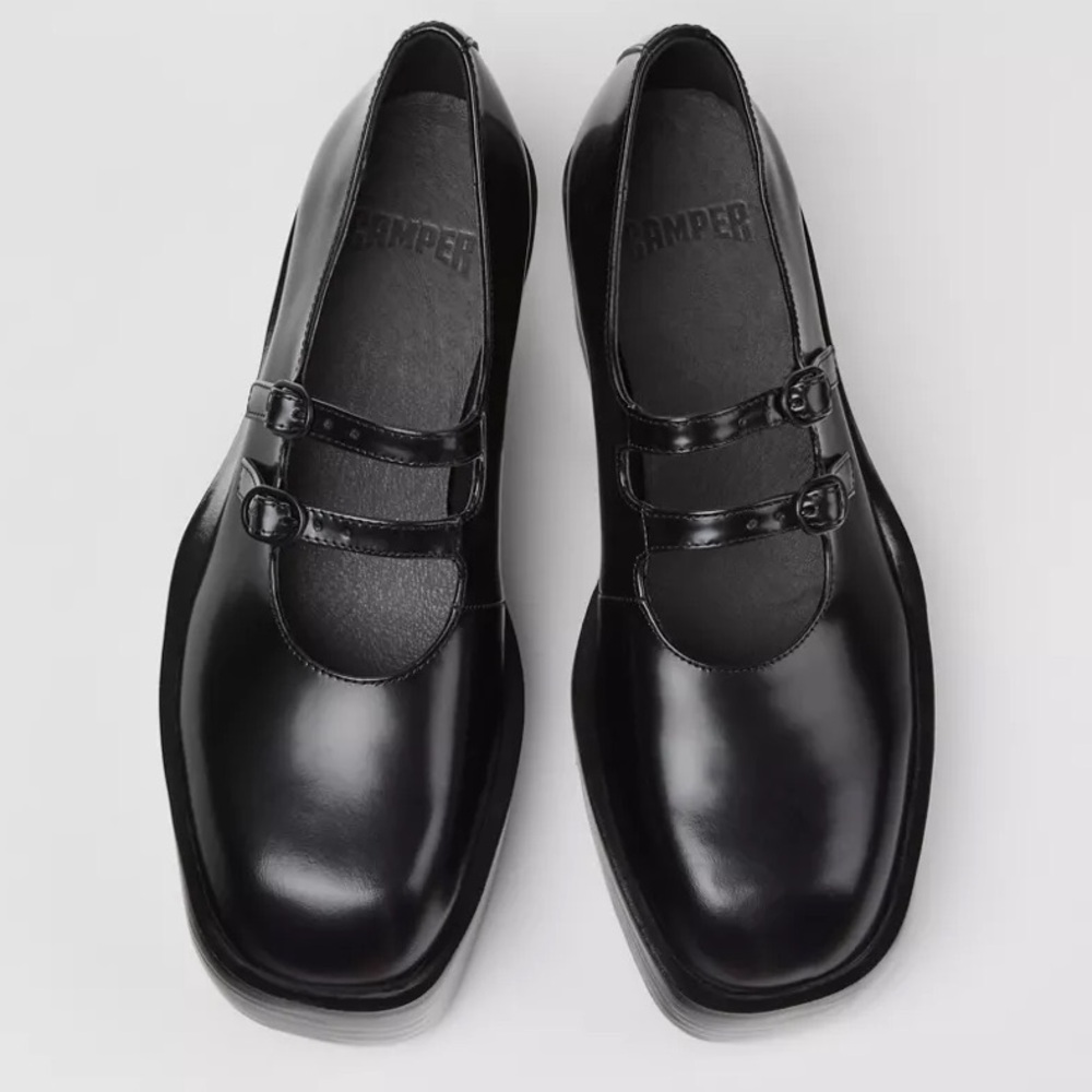 Camper Black Double-Strap Platform Mary Jane Shoes - Picture 2 of 11